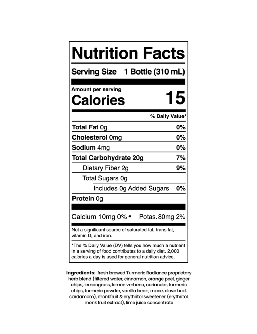 Goldthread Plant-Based Tonics Turmeric Radiance Tonic Nutrition Panel