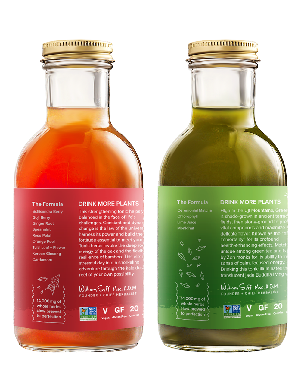 Goldthread Berry Power and Japanese Matcha tonics side of pack view