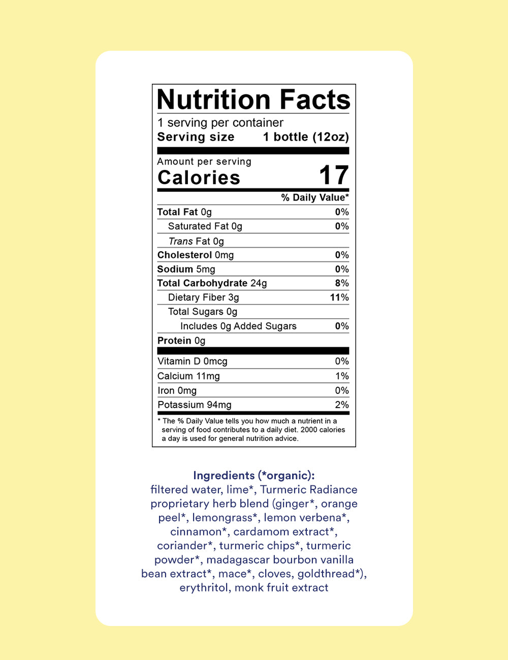 Turmeric Radiance Nutritional Facts